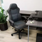 Fauteuil de bureau Elama en similicuir anthracite, dossier haut et réglable