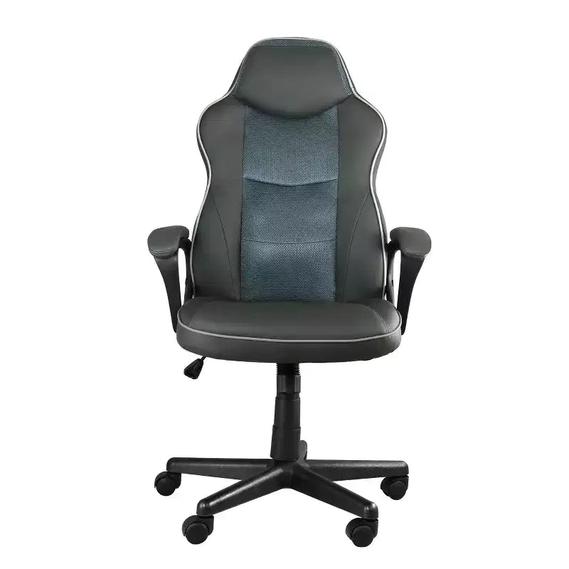 Fauteuil de bureau Elama en similicuir anthracite, dossier haut et réglable