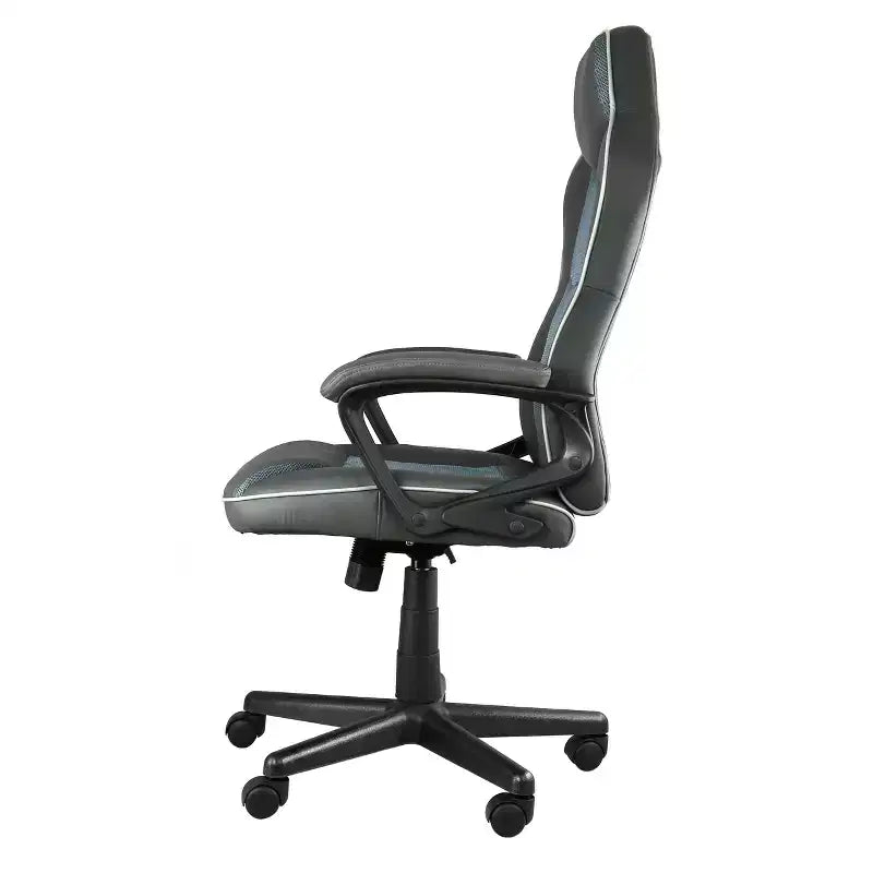 Fauteuil de bureau Elama en similicuir anthracite, dossier haut et réglable