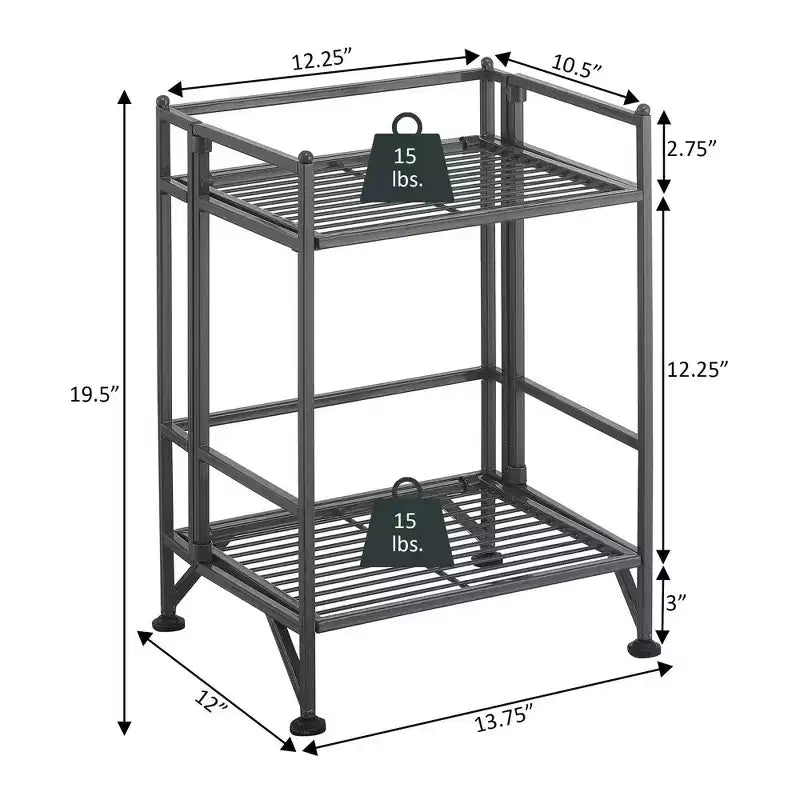 Étagère pliante en métal à 2 niveaux 20 Extra Storage - Breighton Home