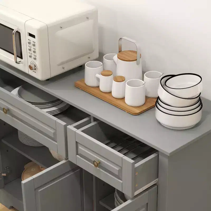 HOMCOM Buffet de service, Meuble de cuisine moderne avec 2 tiroirs et étagères réglables, Meuble de bar à café pour salon