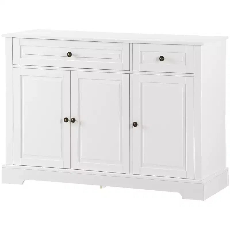 HOMCOM Buffet de service, Meuble de cuisine moderne avec 2 tiroirs et étagères réglables, Meuble de bar à café pour salon