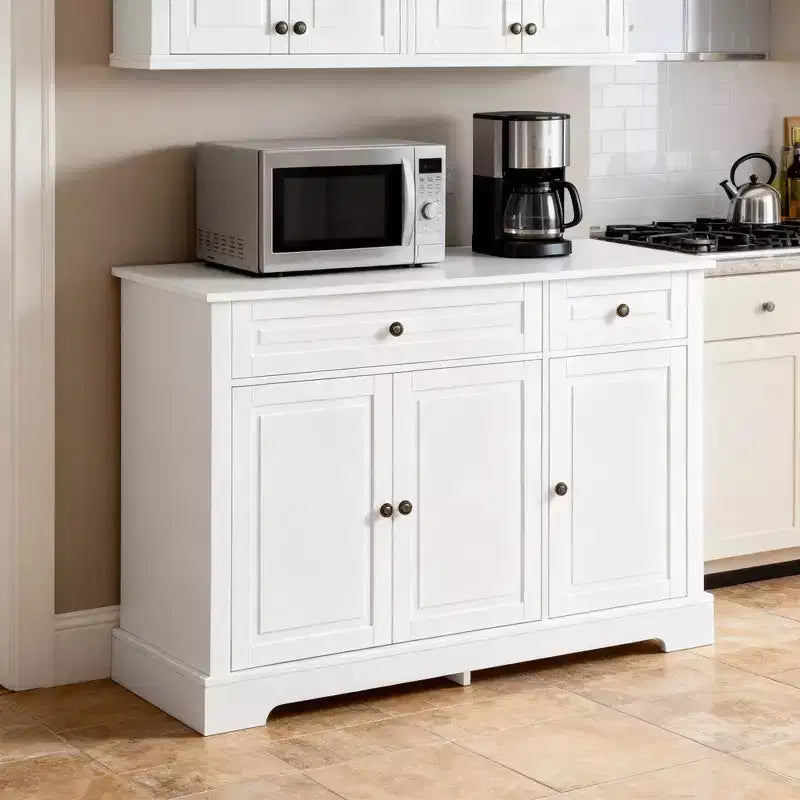 HOMCOM Buffet de service, Meuble de cuisine moderne avec 2 tiroirs et étagères réglables, Meuble de bar à café pour salon