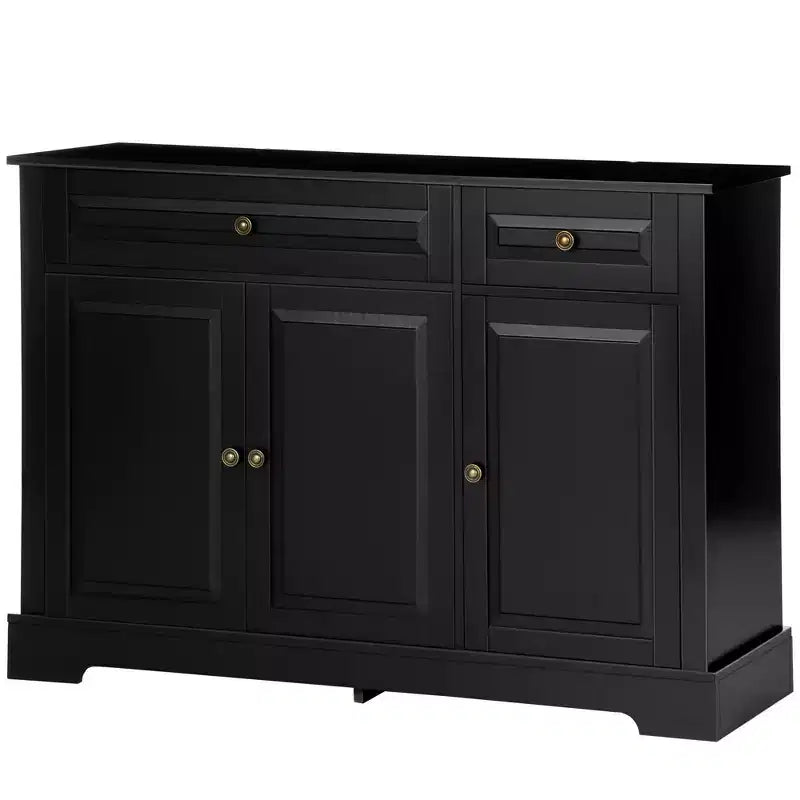 HOMCOM Buffet de service, Meuble de cuisine moderne avec 2 tiroirs et étagères réglables, Meuble de bar à café pour salon