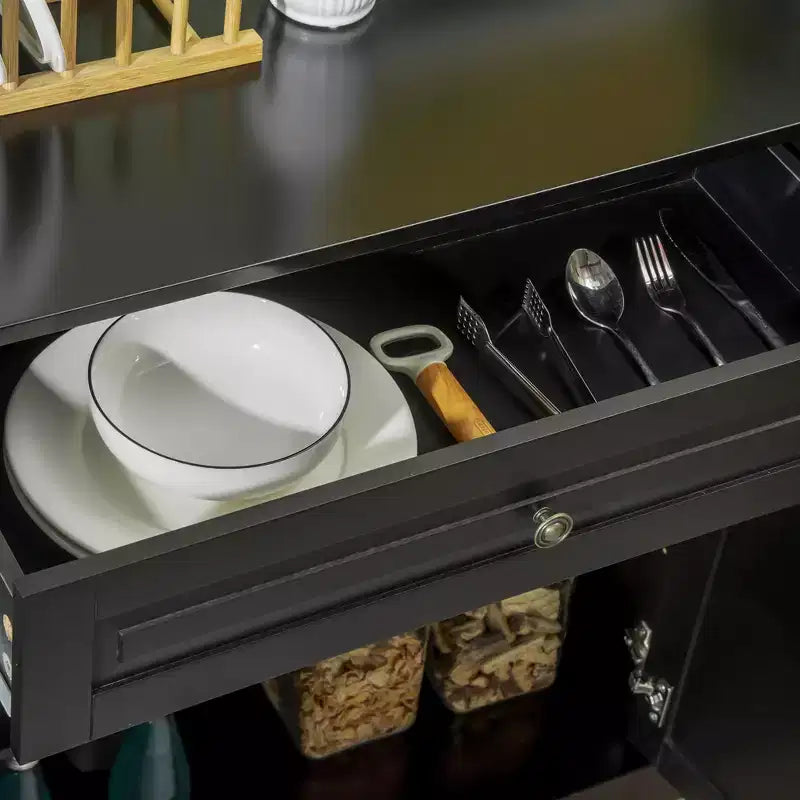 HOMCOM Buffet de service, Meuble de cuisine moderne avec 2 tiroirs et étagères réglables, Meuble de bar à café pour salon